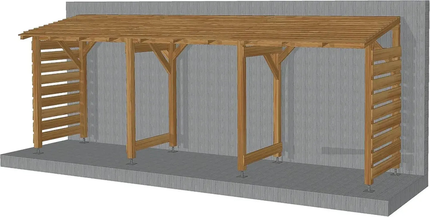 Abri de Jardin en Bois Traité 6m avec Toit, Sans Plancher, Classe 3