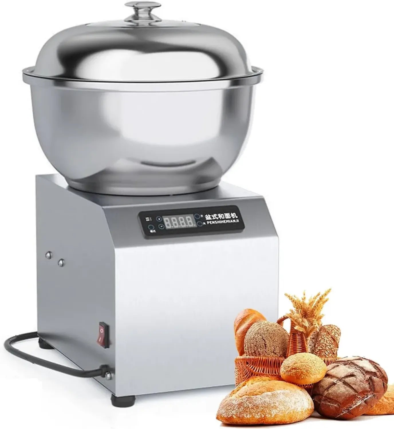 Machine à Pâte Électrique en Inox 2200W, Mélangeur avec Écran Tactile et Minuterie, Rotation Double, Pour Boulangerie et Restaurant, Capacité 8kg