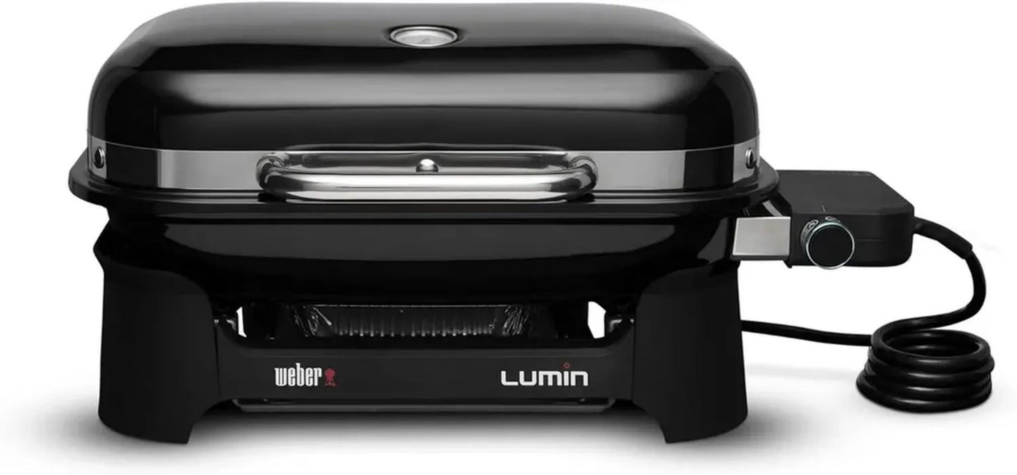 Barbecue électrique compact Weber Lumin, polyvalent, idéal pour griller et cuire, noir