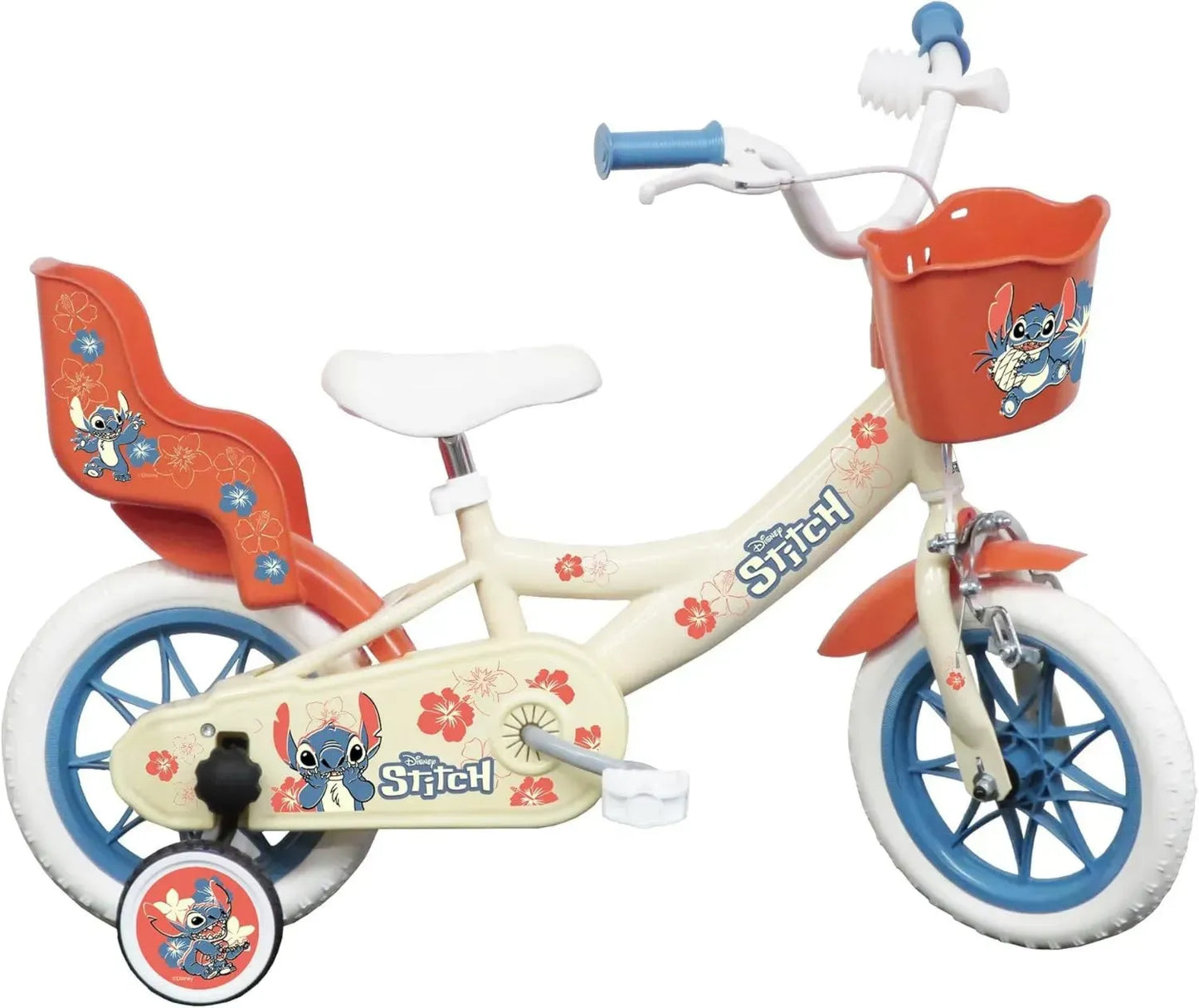 Vélo 12'' pour Enfant avec Panier, Support Poupée, et Stabilisateurs