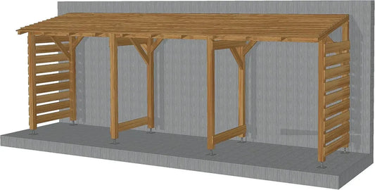 Abri de Jardin en Bois Traité 6m avec Toit, Sans Plancher, Classe 3