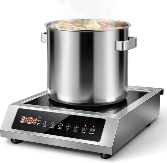 Table de Cuisson à Induction 3500W, 1 Zone, Minuterie 4H, Sécurité Enfant, 10 Niveaux, Commande Tactile, Boîtier en Acier Inoxydable