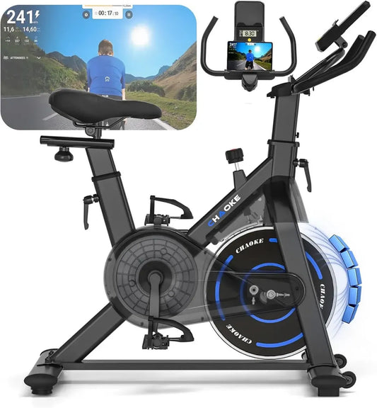 Vélo d'Appartement Chaoke Silencieux avec Résistance Magnétique, Compatible avec Application, Écran LCD, Siège Ergonomique, Entraînement Cardio jusqu'à 160KG