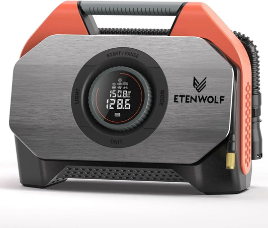 Compresseur d'Air Portable 19200mAh, Pompe Électrique 160PSI 7 Modes pour Vélo, Moto et Voiture
