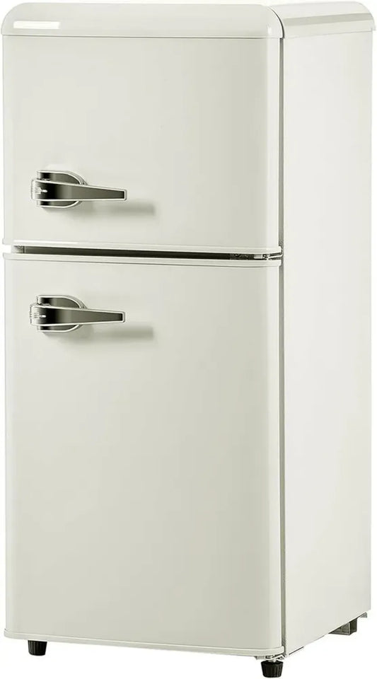 Mini-réfrigérateur avec congélateur 60 L, 2 portes, clayettes en verre amovibles pour chambre ou bureau, blanc