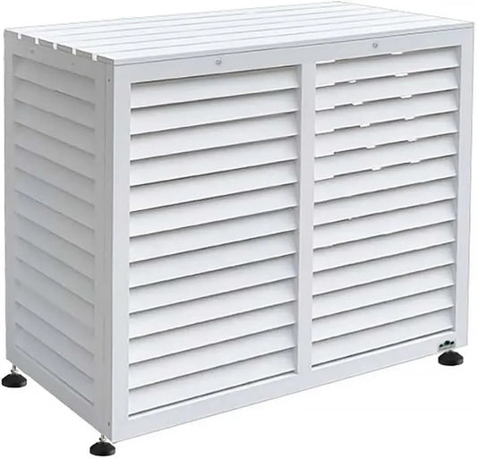 Coffre en bois blanc pour climatisation ou pompe à chaleur XXL