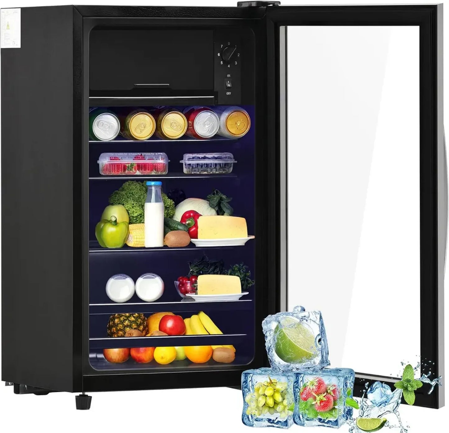 Mini Réfrigérateur Merax 76L - Compact avec Congélateur et Éclairage LED, Idéal pour Bar et Restaurant
