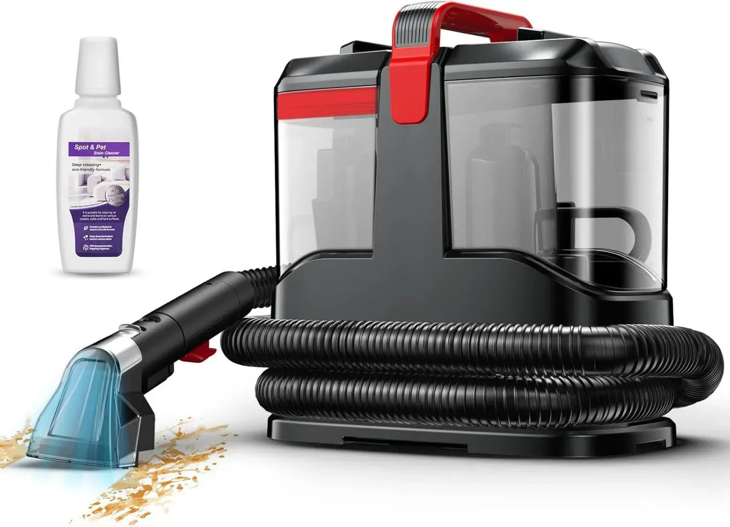 Aspirateur Extracteur 14kPa pour Canapés et Tissus, Nettoyeur à Brosse pour Taches, Appareil Compact pour Tapis et Voitures