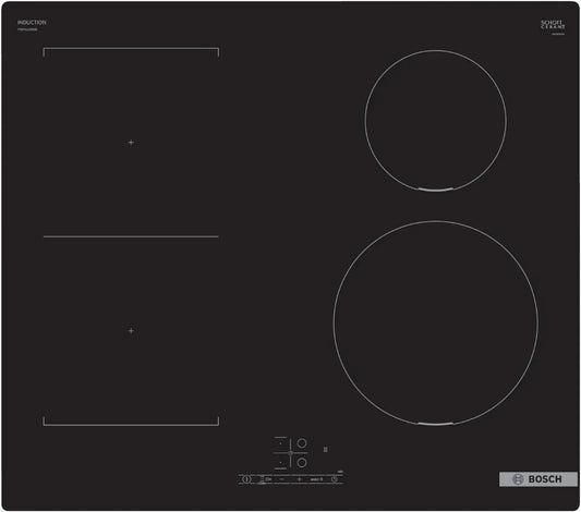 Plaque de cuisson à induction Bosch Série 4, TouchSelect, CombiZone et PowerBoost, intégrée, 60 cm, noir
