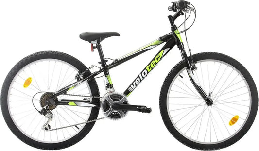 Vélo VTT 24 Velotec en Aluminium, 18 Vitesses, Freins V-Brake, pour Jeunes 130-155 cm