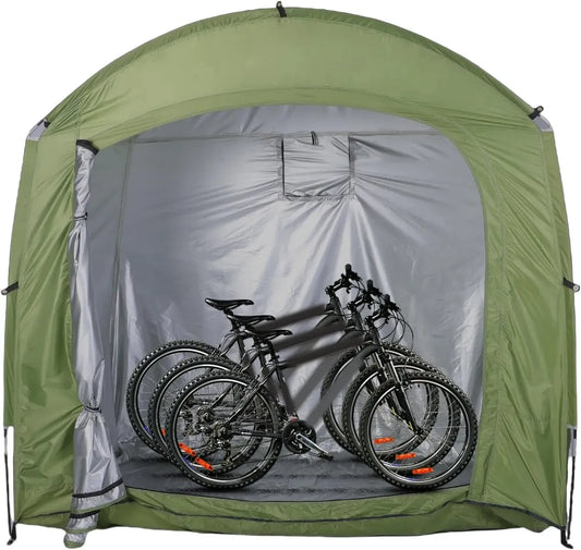 Abri de Rangement Extérieur Pliable pour Vélos et Équipements, Tissu Oxford 210D Imperméable, Idéal pour Motos et Outils de Jardin (Vert)